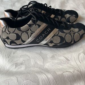 Coach tennis shoes. Silver & a touch of suede.